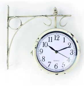 antique double sided station clock/water resistant indoor outdoor clock/garden decoration two sided wall clock with thermometer