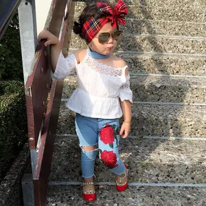 2 piece Little girls clothing set with best service and low price 2019 summer hot sale