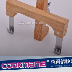 Base de montagem do logotipo da fábrica, alça de madeira, aço inoxidável, cesta de grelha, levantador - Product Image 3