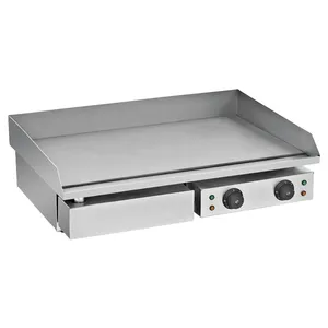 Commercial Electric Flat Griddle Double Burners Hot Plate 735mm Countertop Grill Stainless Steel