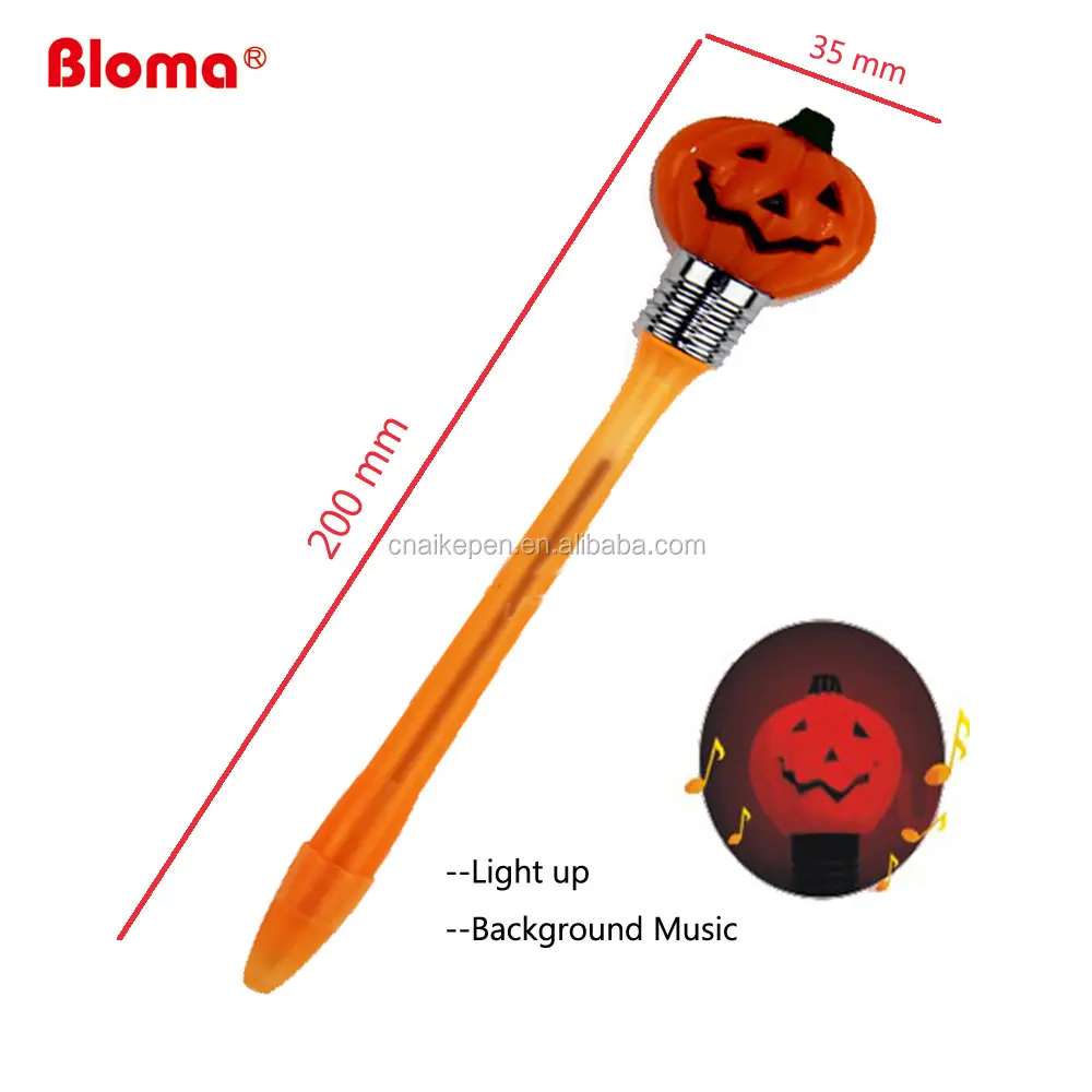 Halloween novelty funny pumpkin shape ball pen for kids gifts music and light available