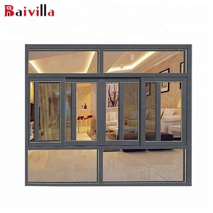 Giá rẻ nhà máy giá rẻ nhôm đôi phòng ngủ kính trượt cửa sổ nướng thiết kế - Product Image 6