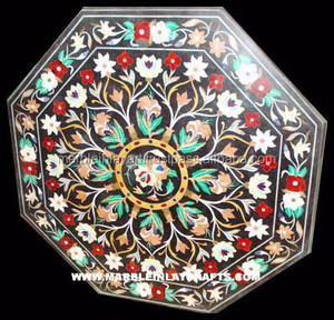 Octagonal Marble Pietra Dura Marble Inlay Table Top - Product Image 1
