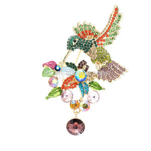 Alas colibrí flor broche de cristal broche de pájaro Pin - Product Image 3