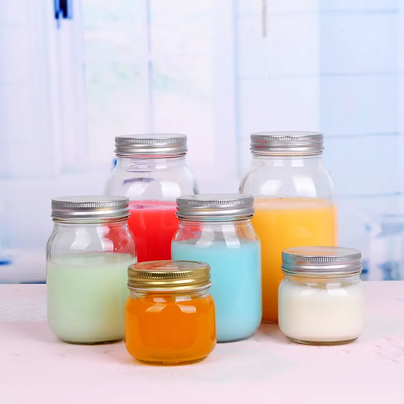 150ml~750ml Clear glass bottle glass jar with tin lid/glass beverage jar.
