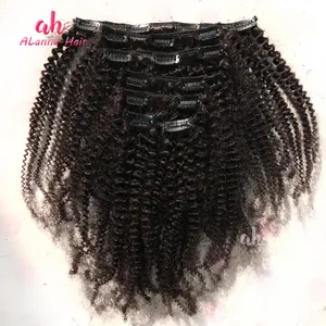 High Quality Remy Human Hair Clip In Extensions Peruvian Virgin Hair Kinky Curly 4A Clip In Hair Big Stock