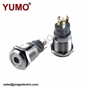 8mm piccolo mini <span class=keywords><strong>6v</strong></span> luce auto reset metallo 4 robusto interruttore a pulsante corto 12 /16/19/con simbolo di alimentazione rosso g19 - Product Image 2