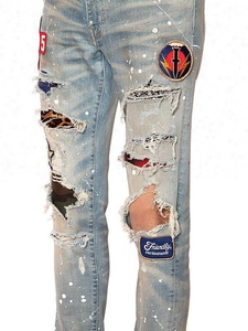 Jeans en denim pour homme avec des patchs <span class=keywords><strong>2018</strong></span> et un fort effet délavé - Product Image 3