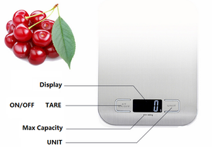 Digitale Küchen waage aus Edelstahl 11 lbs <span class=keywords><strong>5</strong></span> kg LCD-Anzeige Batterie betriebenes ROHS-zertifiziertes Maß 15kg 0,1g