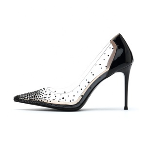 Zapatos de Novia Transparentes de PVC, Zapatos de Tacón Alto con Punta en Pico, Sexys y Ligeros para Mujer, con Cristales, Logotipo Personalizado, Estilo Stiletto - Product Image 4