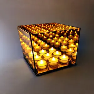 9 lichter unendlichkeit glas teelicht cube kerzenhalter hergestellt in china