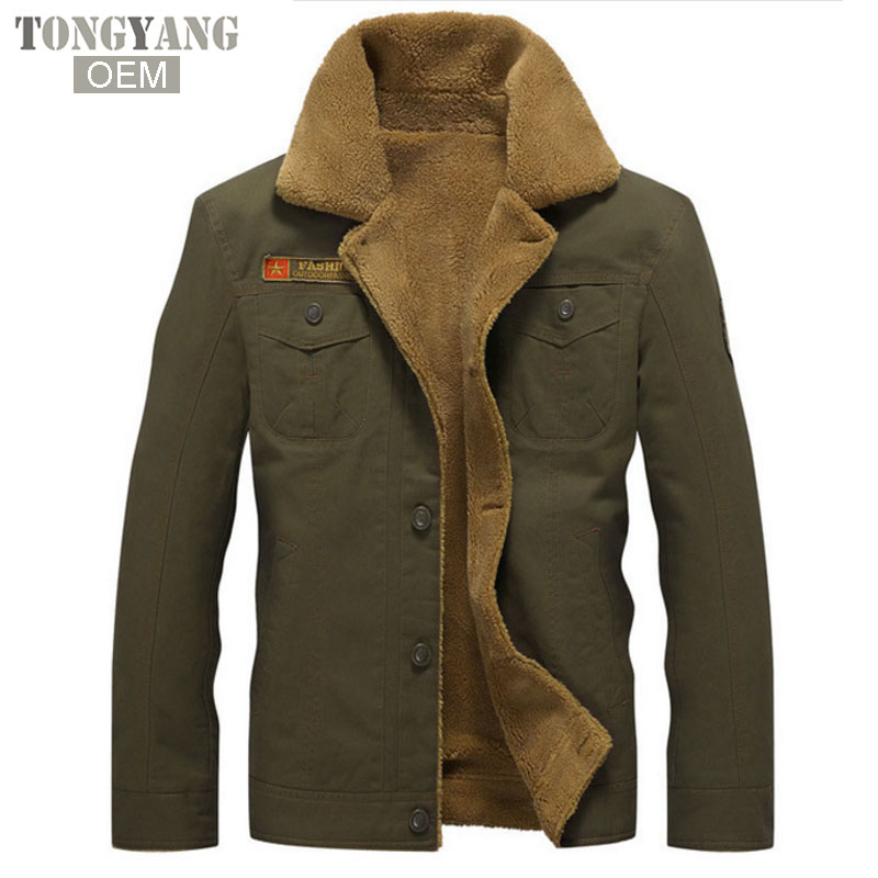 TONGYANG Winter Bomber Jacket Warm fur collar Bomber casual Jackets tactical Men Jacket Size 5XL parka