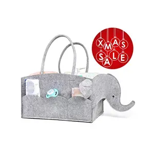 Carrello per pannolini per bambini, regalo per doccia, cestino per asilo nido, borsa da viaggio per auto, elefante in feltro robusto Extra Large