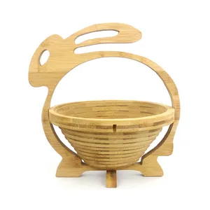 Barato conejo en forma de cesta de Picnic plegable bandeja olla posavasos para fruta y cesta de exhibición