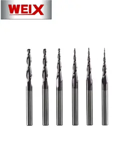 WEIX CNC 밀링 머신 TiAlN 코팅 텅스텐 솔리드 카바이드 4mm 6mm 8mm 볼 노즈 테이퍼 엔드 밀 라우터 비트