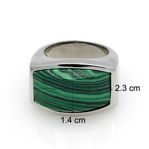 Top Quality Fashion Jewelry,316L Stainless Steel Malachite/<strong>Lapis</strong> <strong>Lazuli</strong> Natural Stone <strong>Ring</strong> for Men Birthday Gift - Product Image 6