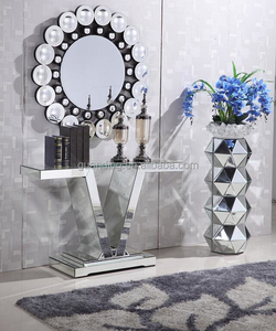 Espejos Mesas De Centro Classic Mirrored Furniture Vanity Entryway Silver <strong>Console</strong> <strong>Sofa</strong> <strong>Table</strong> with Mirror Set - Product Image 2