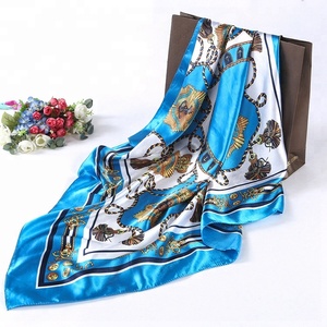 Sciarpa di seta di moda da <span class=keywords><strong>donna</strong></span> con copricapo quadrato in tessuto satinato con stampa digitale sciarpa di seta con Design personalizzato - Product Image 1
