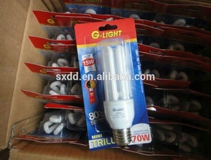 Hộp Màu tiết kiệm năng lượng đèn Trung Quốc nhà máy lumen cao hiệu quả cao <span class=keywords><strong>T3</strong></span> CFL <span class=keywords><strong>3U</strong></span> 11W 13W 15W 6500K 2700K 8000hrs E27 B22 OEM 60 - Product Image 2