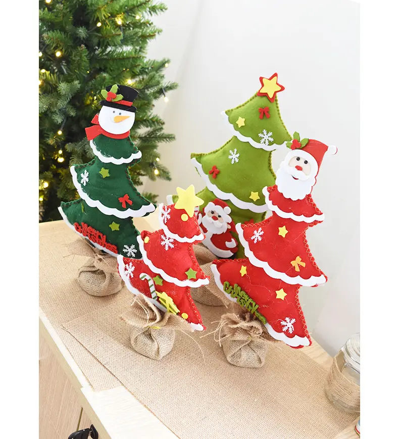 Adornos de Navidad, decoración artificial pequeña, mini árbol de Navidad de fieltro
