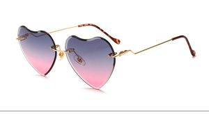 Occhiali da Sole a Forma di Cuore 2019, Montatura Senza Bordi, Lenti Colorate Trasparenti, Moda Vintage in Rosa, Viola e Marrone per Donna - Product Image 5