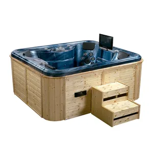 户外自由电脑控制按摩浴缸热漩涡浴管大水疗中心带喷气式木制浴缸