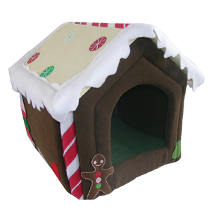 Opvouwbare Goedkope Fleece Koffie Kleur Kerst Hond Huis - Product Image 1
