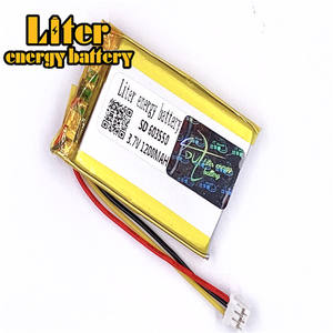 Connector 2,0-<span class=keywords><strong>3</strong></span> p <span class=keywords><strong>3</strong></span>,7 V 603550 1200 mAh rechargeable LiPo battery solar Li ion polymer lithium battery with PCM - Product Image 1