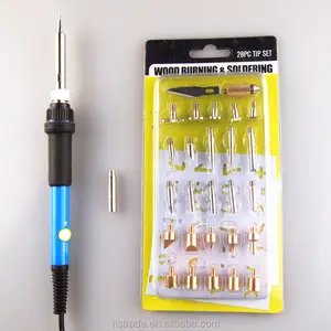 Fer à souder électrique 220-240V 60W avec 28 embouts d'outils de <span class=keywords><strong>pyrogravure</strong></span> pour le travail du <span class=keywords><strong>bois</strong></span>, la <span class=keywords><strong>gravure</strong></span>, la sculpture, le gaufrage - Product Image 1