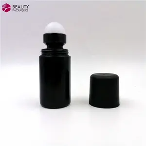 Deodorant bottle container matte black deodorant containers PP 50 ml plastic roll on bottles with roller ball