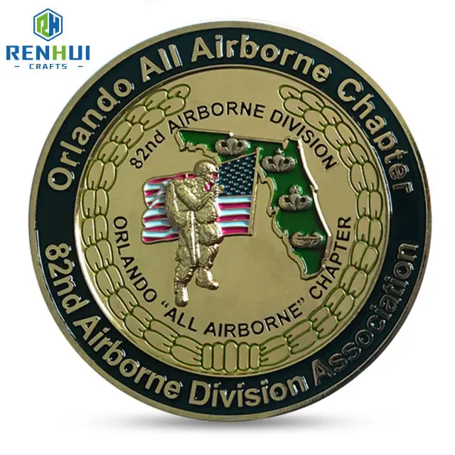 Custom Exquisite Bronze And Silver Plated Orlando All Airborne Chapter Paramedic Heard Shaped Challenge Coins For Army