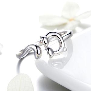 BAGREER SCR497 gioielli all'ingrosso 25 Sterling Silver Cat Open <span class=keywords><strong>anello</strong></span> animale regolabile personalizzato con stile unico per ragazze - Product Image 3