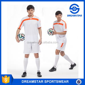 Promotional print New White Orange short sleep soccer Kits - Product Image 4