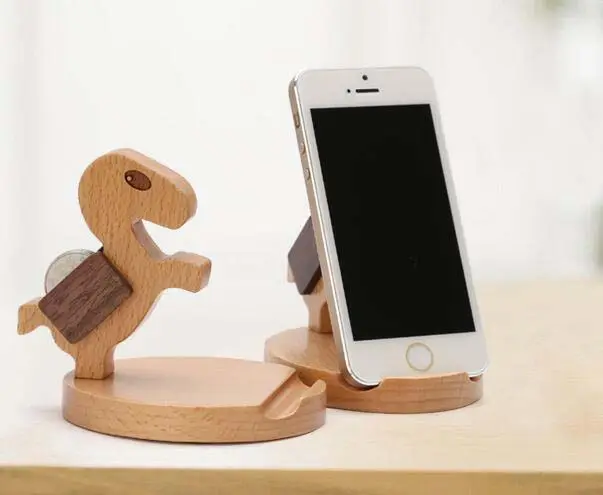 Wooden mobile cell phone stand holder