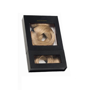 Handmade small cardboard cellophane window paper gift package box hair packaging boxes with clear front pvc window for cosmetic