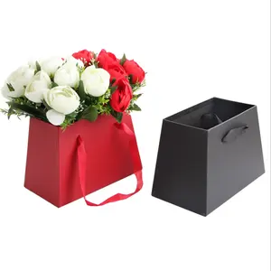 สีกระดาษแบบพกพา trapezoidal flower bucket ดอกไม้กล่อง