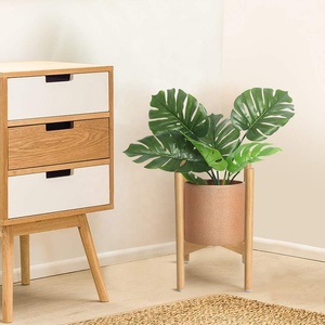 Support pour plantes de bambou fleurs, support pour Pot de fleurs <span class=keywords><strong>en</strong></span> bambou, moderne, avec couverture de <span class=keywords><strong>pied</strong></span> détachable <span class=keywords><strong>en</strong></span> caoutchouc, largeur 11.4 pouces - Product Image 3