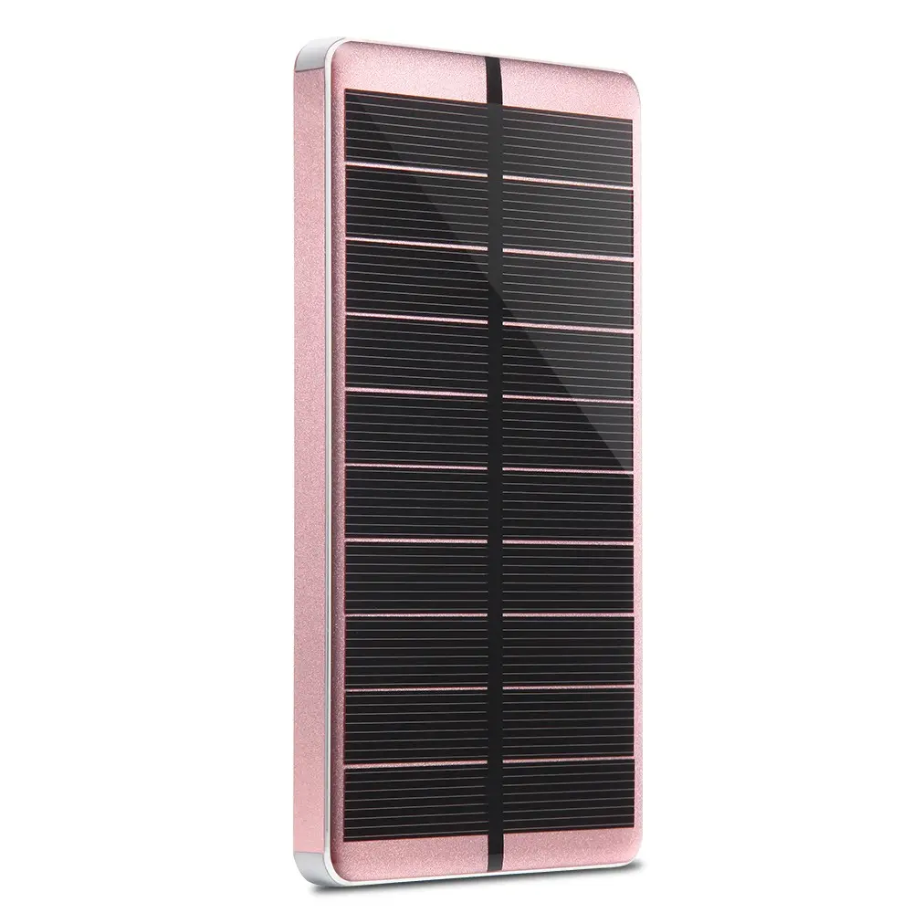 PowerGreen Slim Solar Battery Backup Pack 10000mAh Solar Charger for Phone with LED