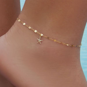 Or <span class=keywords><strong>argent</strong></span> plaqué réglable étoile de mer bracelet de <span class=keywords><strong>cheville</strong></span> chaîne - Product Image 1