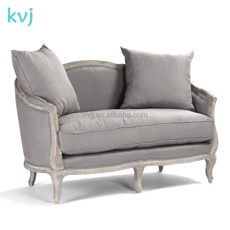 KVJ-7620-3 Phong Cách Pháp Antique Rắn Gỗ Sofa Divan Settee Cafe Nội Thất