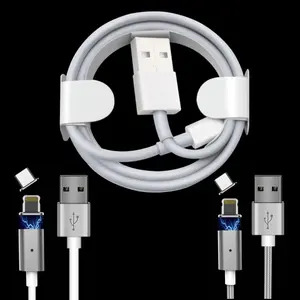 Cable de datos del cargador del USB para el iPhone de Apple cargador 4 5 5S 6 7 8 nylon trenzado magnético led 1 M 2 M original