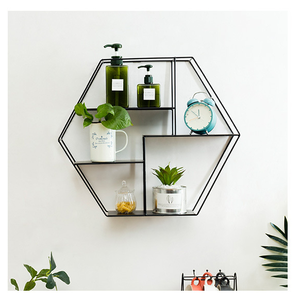 Wholesale Nordic <strong>Black</strong> Hexagon Iron Wall Shelf <strong>Floating</strong> <strong>Shelves</strong> for Living Room Furniture Decoration - Product Image 3