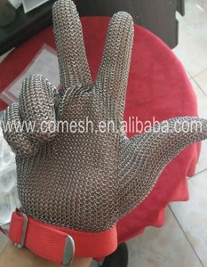 Gants de sécurité de travail de boucher à anneau soudé en acier inoxydable résistant aux coupures - Product Image 2