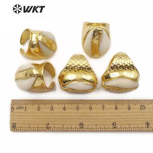 WT-R333 Vente en gros Bague en coquillage de cowrie de style bohème pour femmes Bijoux en plaqué or 18 carats Bague en coquillage de cowrie naturel réglable - Product Image 6