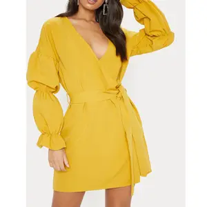 Offres Spéciales pas cher mode personnalisé bébé filles robes filles sexy robe de soirée midi robe jaune