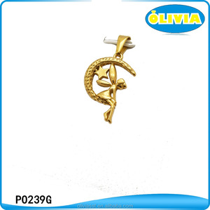 Olivia Perhiasan Emas Liontin Bulat Pentagram Pentakel Pria Liontin Emas - Product Image 3