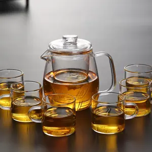 japanese borosilicate direct file heat resistant blooming tea glass teapot with infuser