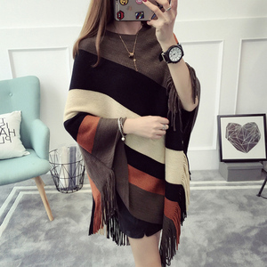 Pull en tricot ample pour <span class=keywords><strong>femme</strong></span>, nouveau design, cape, châle, style long, <span class=keywords><strong>poncho</strong></span> en <span class=keywords><strong>acrylique</strong></span>, pull sans manches, tabard, châles - Product Image 4