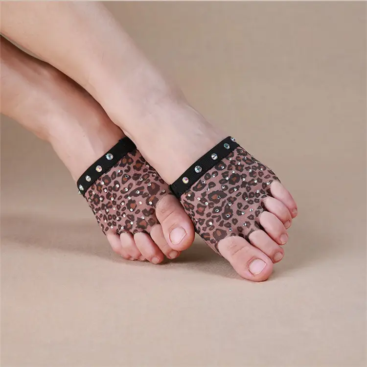 Professional Belly เต้นรำบัลเล่ต์เท้าทอง Toe Pad ฝึกรองเท้า Rhinestone