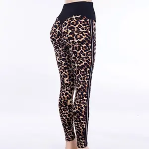 Pantalones de yoga transpirables con estampado de leopardo para mujer